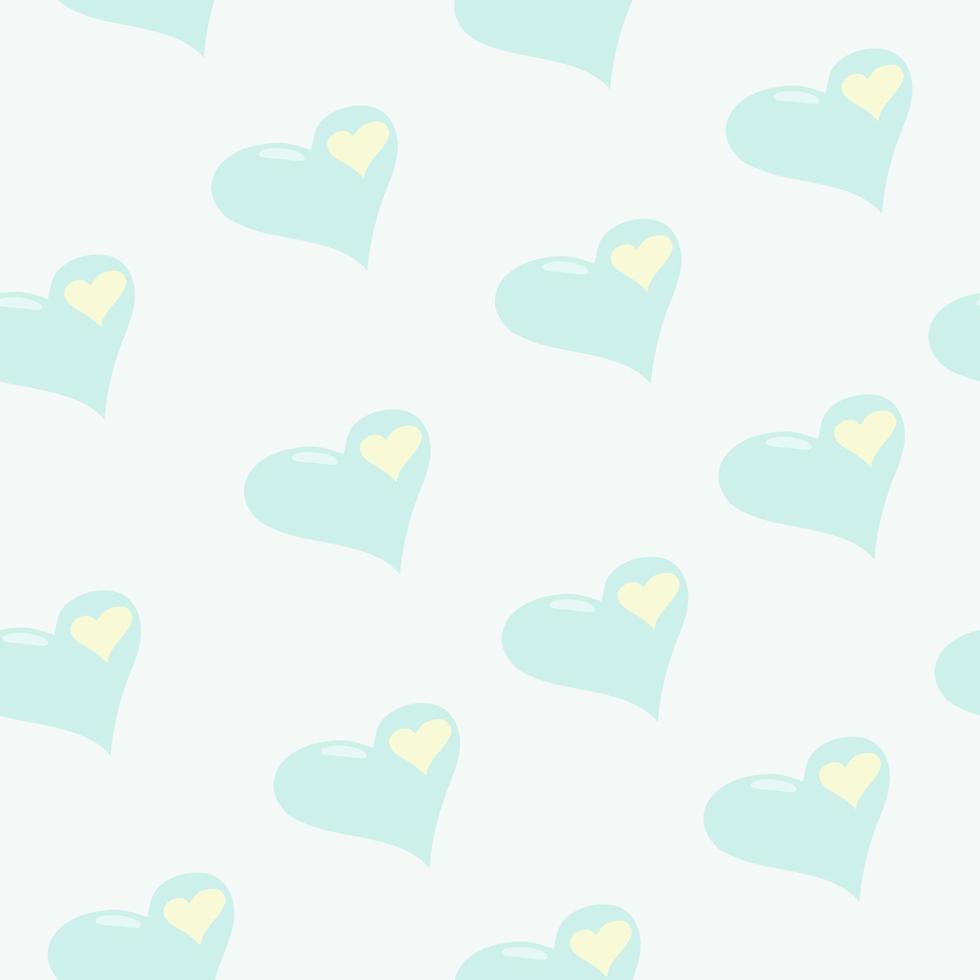 Seamless pattern with yellow hearts on a mint background in vector. Background for a design on the theme of love vector