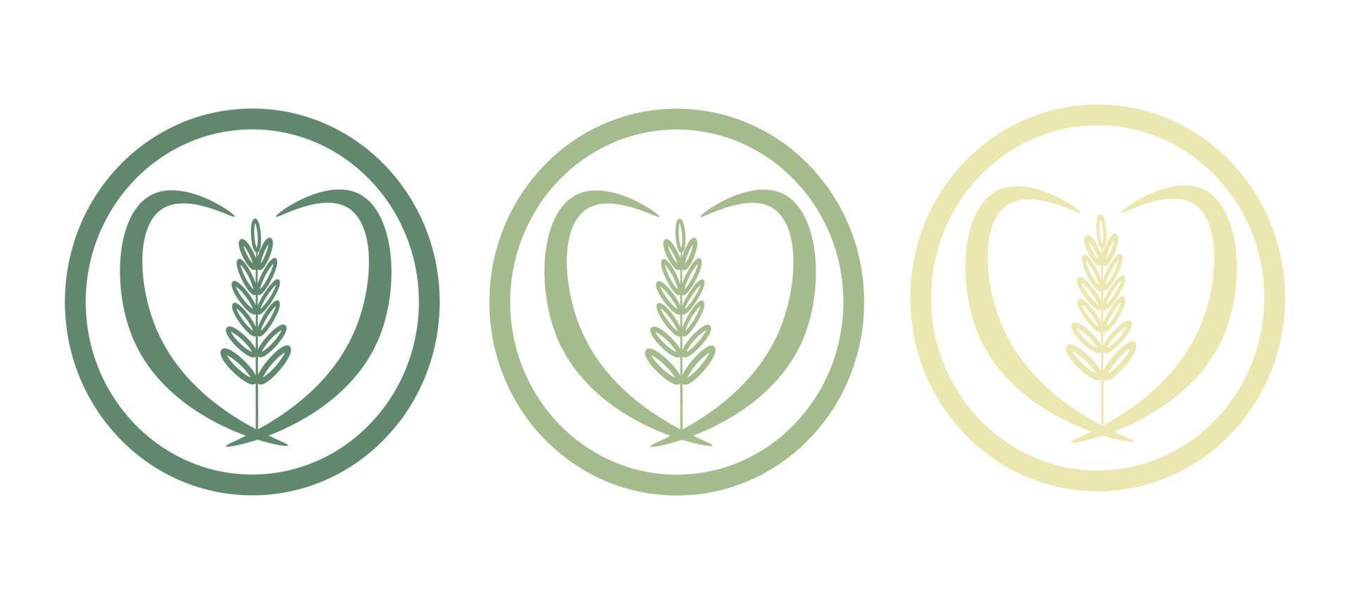 Set of eco-icons with a spike in a circle of three color options. Vector icon on a white background