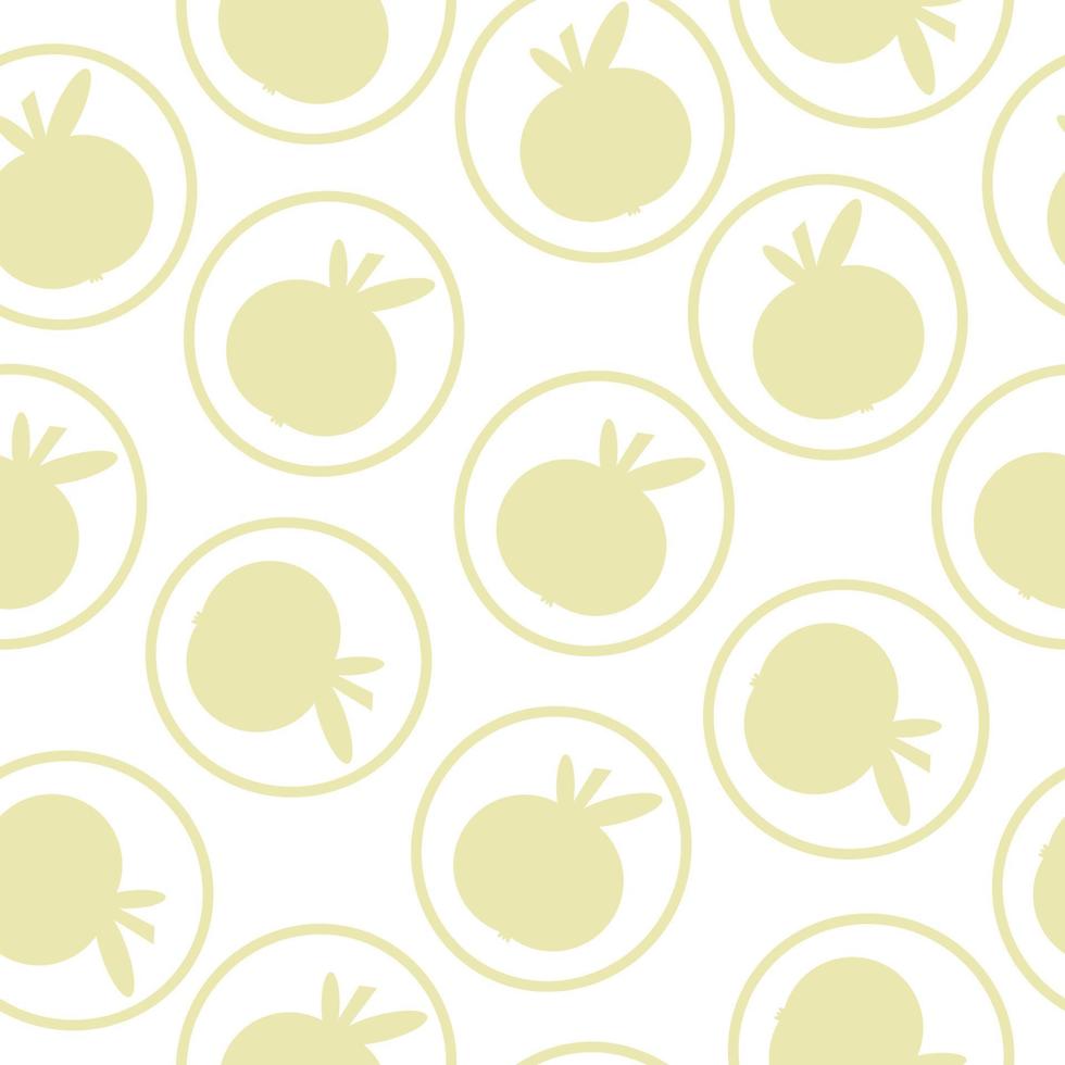 Fruit seamless pattern with yellow apple icons in a circle on a light background in vector. For design on apple products vector
