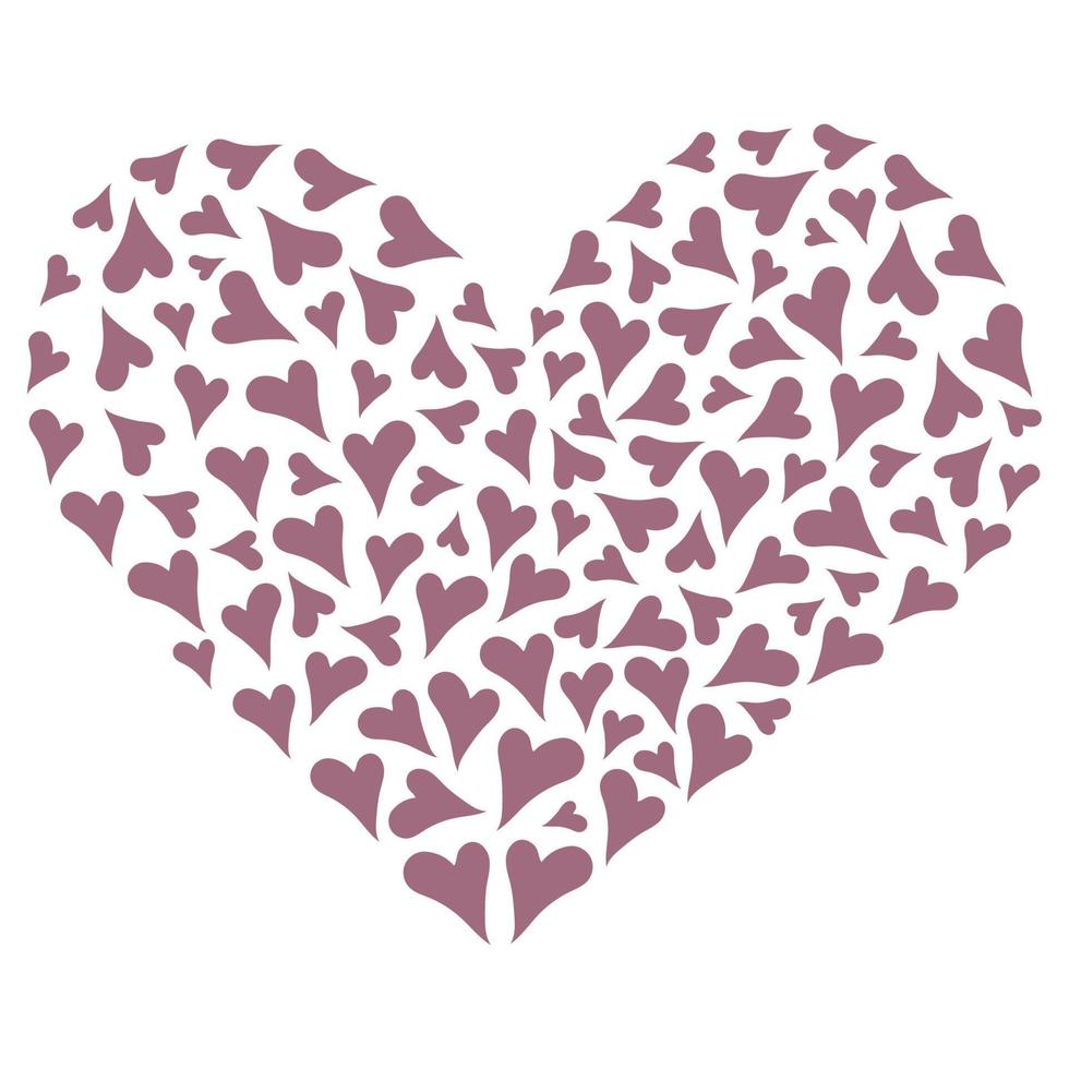 Composition of many bard hearts forming a large heart on a white background vector