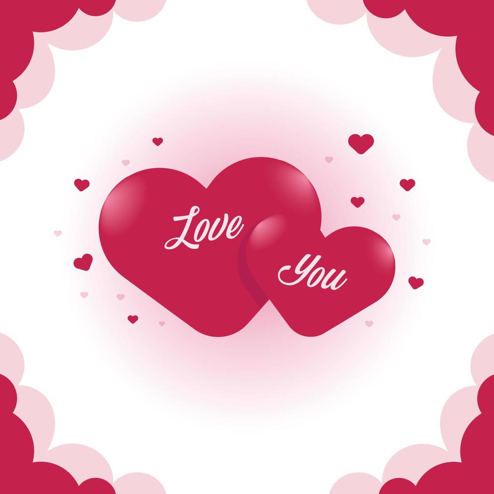 Happy Valentine's Day, With the Theme of a Heart Symbol with the Words, Love You. vector