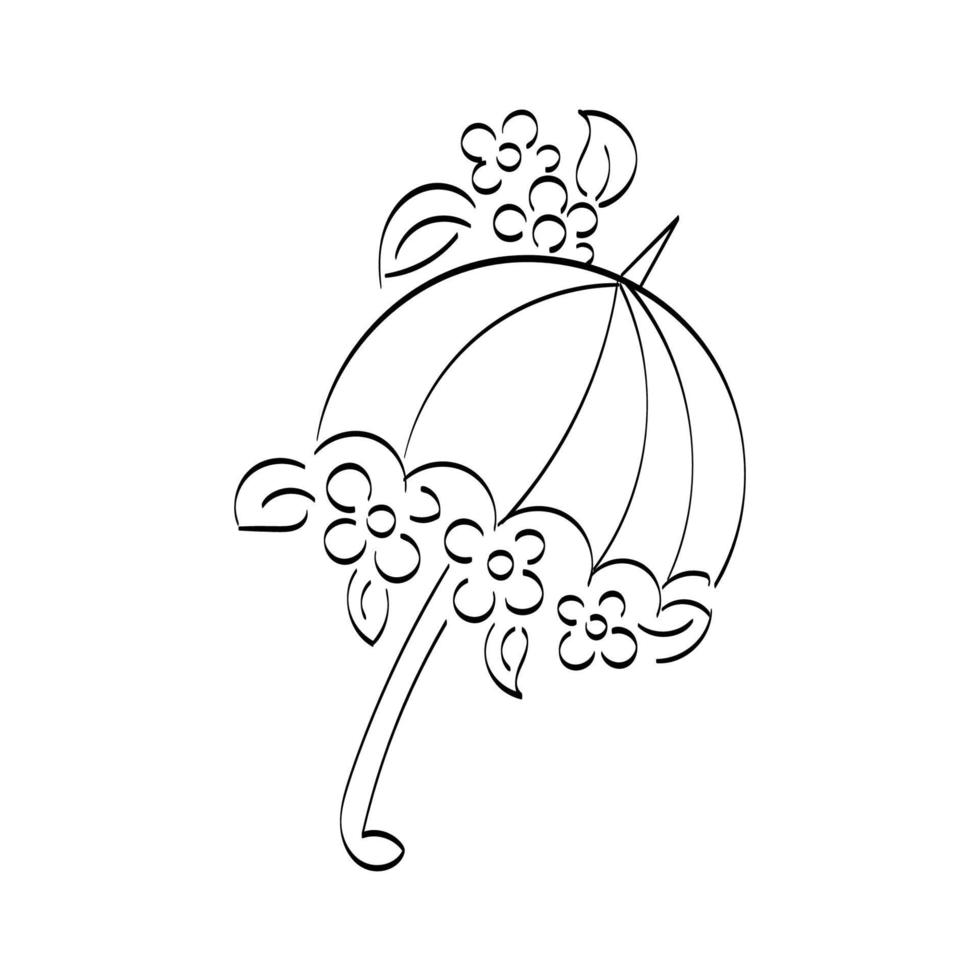 Vintage Umbrella embroidery design vector