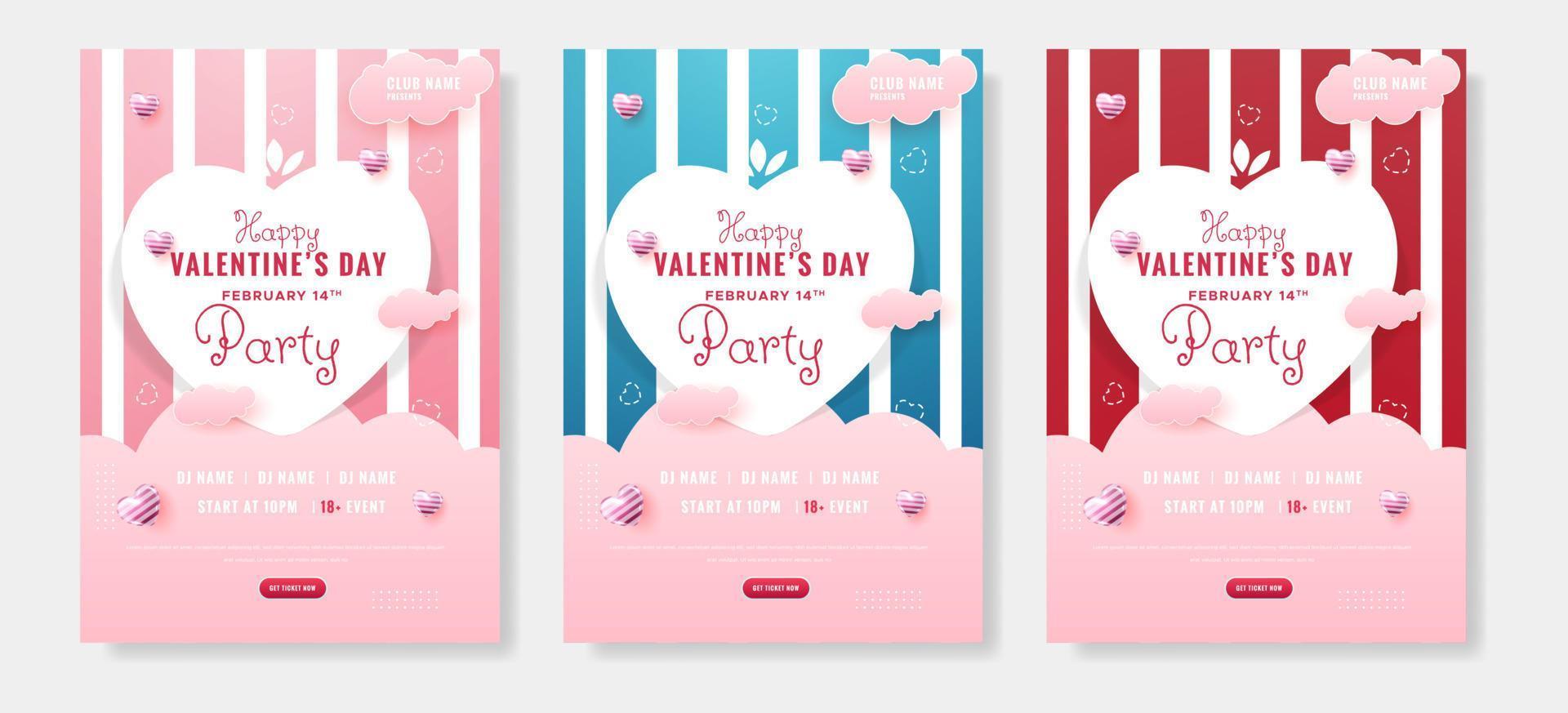 conjunto de plantilla de banner de invitación de día de san valentín flayer vector