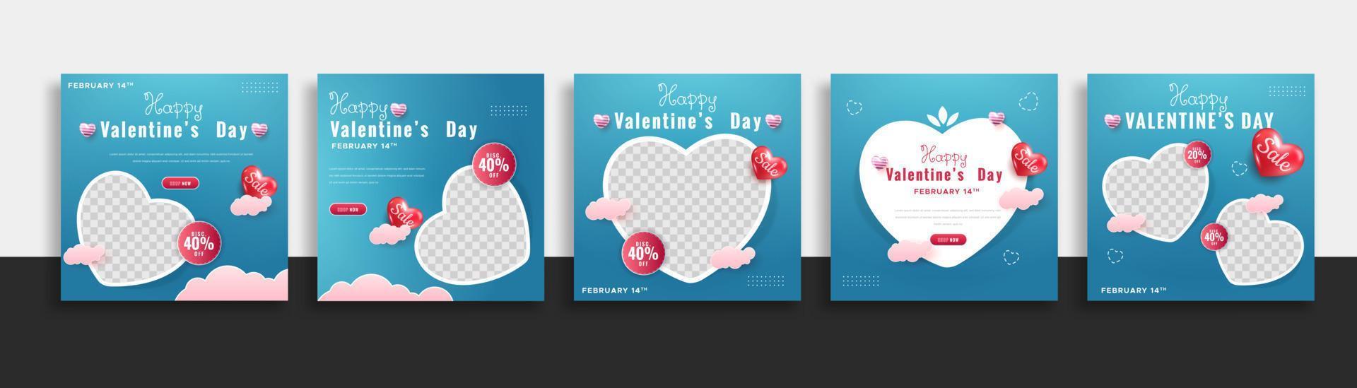 set of valentine day sale social media post template web banner for promotions your product. vector