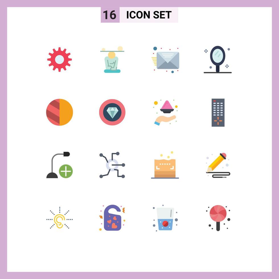 Pictogram Set of 16 Simple Flat Colors of shadow editing email salon hand Editable Pack of Creative Vector Design Elements