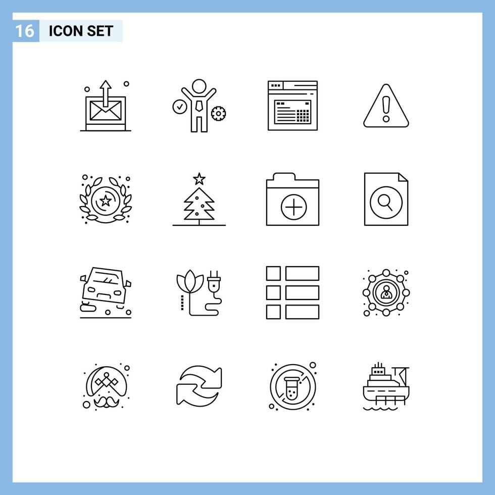 Universal Icon Symbols Group of 16 Modern Outlines of insignia sign page warning alert Editable Vector Design Elements