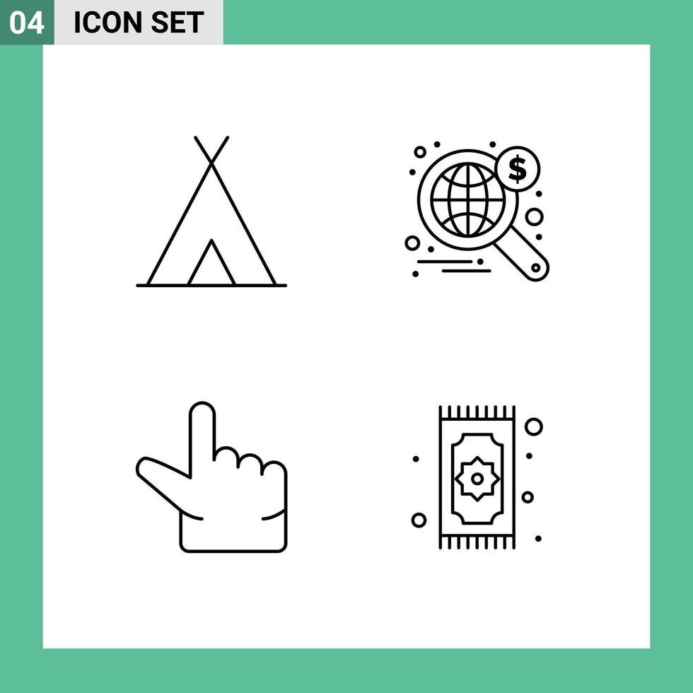 4 Universal Filledline Flat Colors Set for Web and Mobile Applications holidays zoom travel wide pray Editable Vector Design Elements