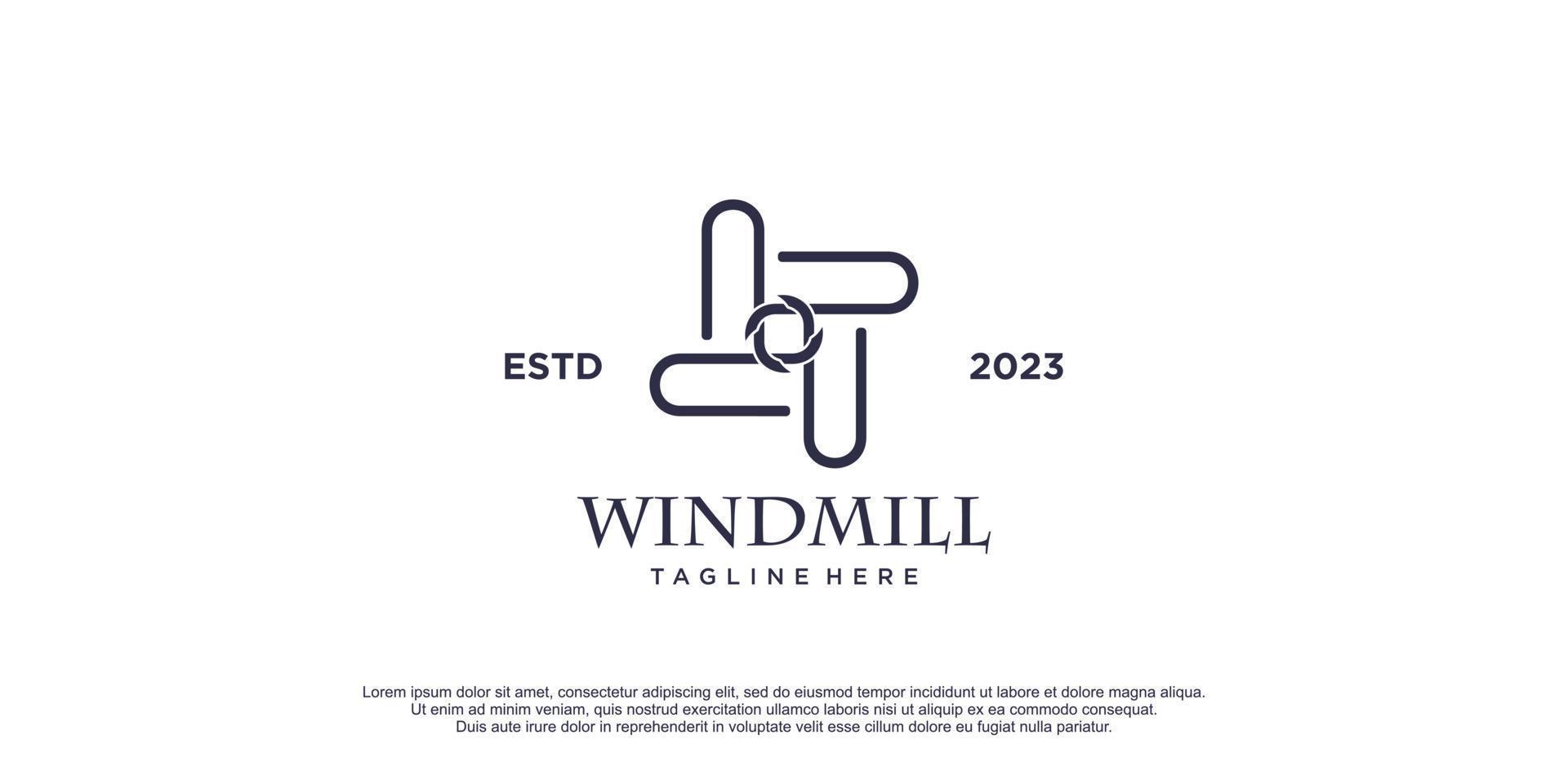 Windmill logo with initial k design vector icon illustration