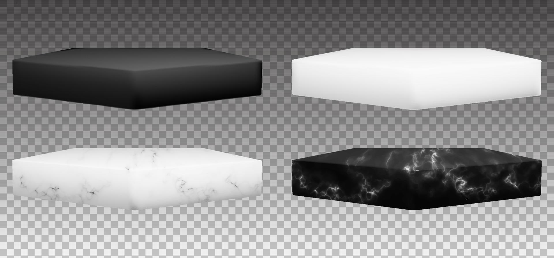 Black and white realistic jewelry podiums vector. Isolated marble pedestals for product presentation or advertisement vector
