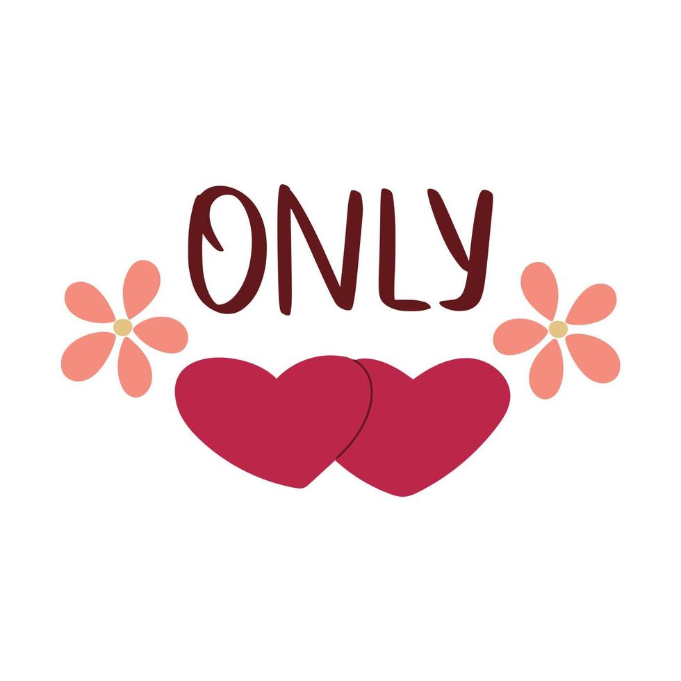 Only love concept. Two hearts vector