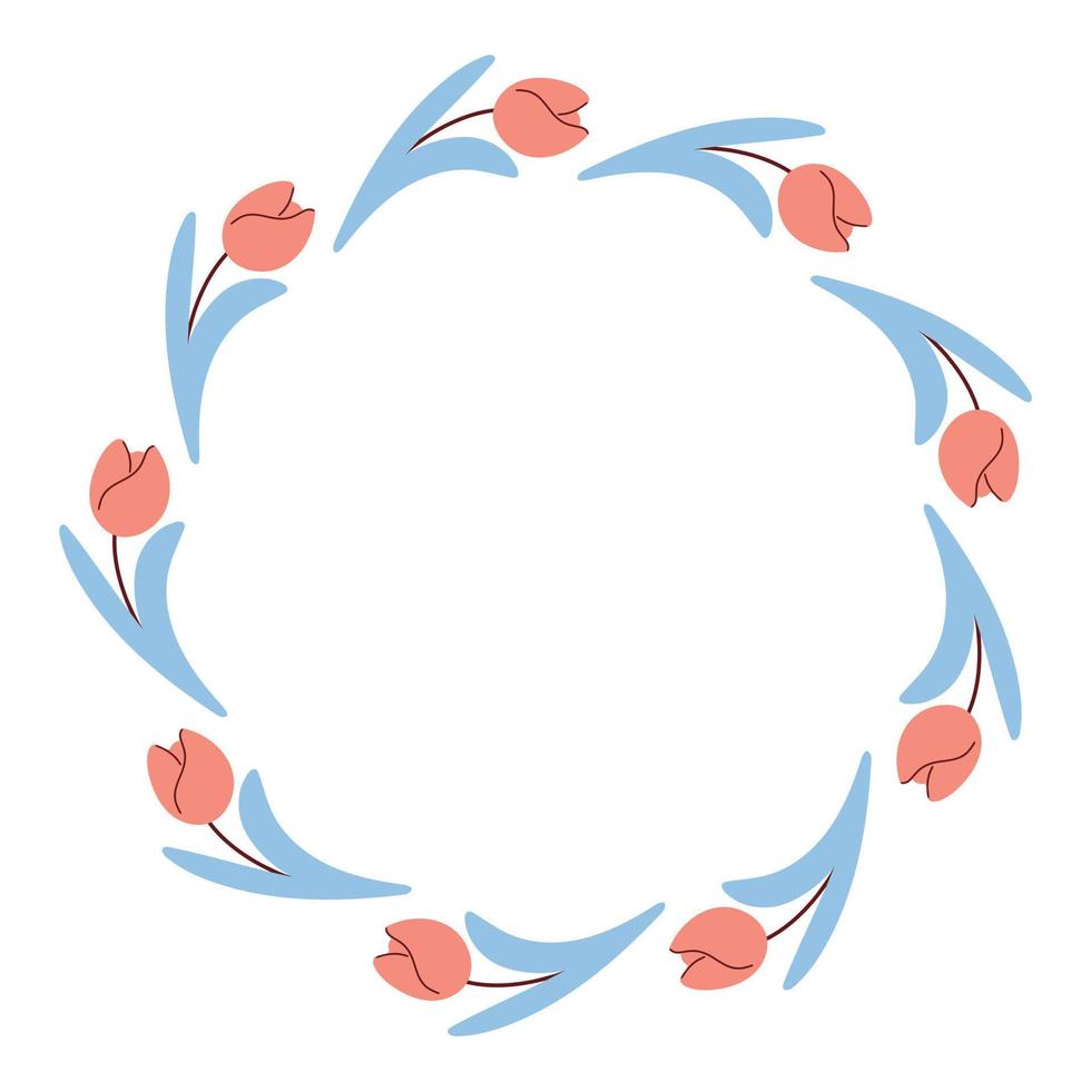 Hand drawn tulips wreath vector