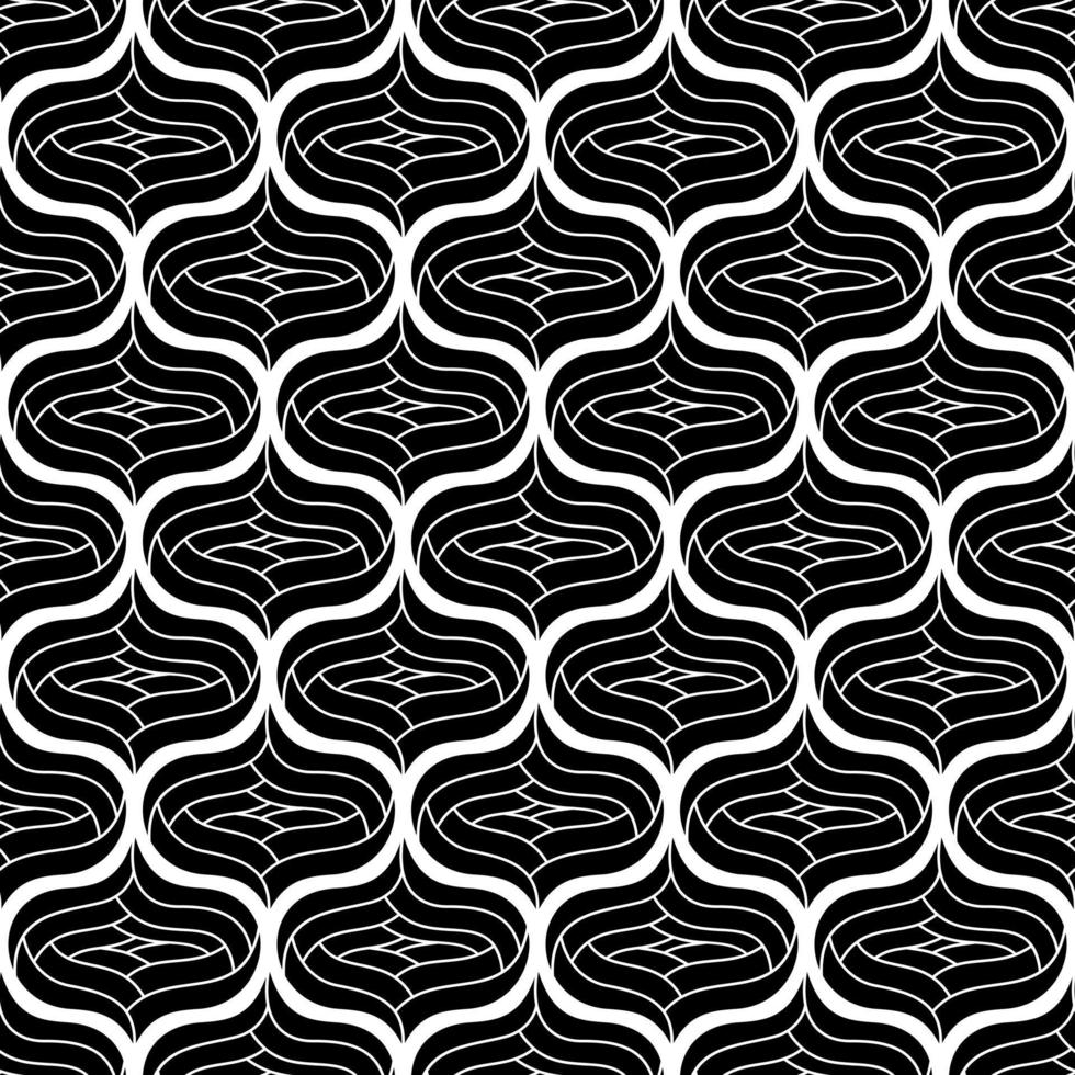 WHITE SEAMLESS ART DECO VECTOR BACKGROUND WITH BLACK ABSTRACT ELEMENTS