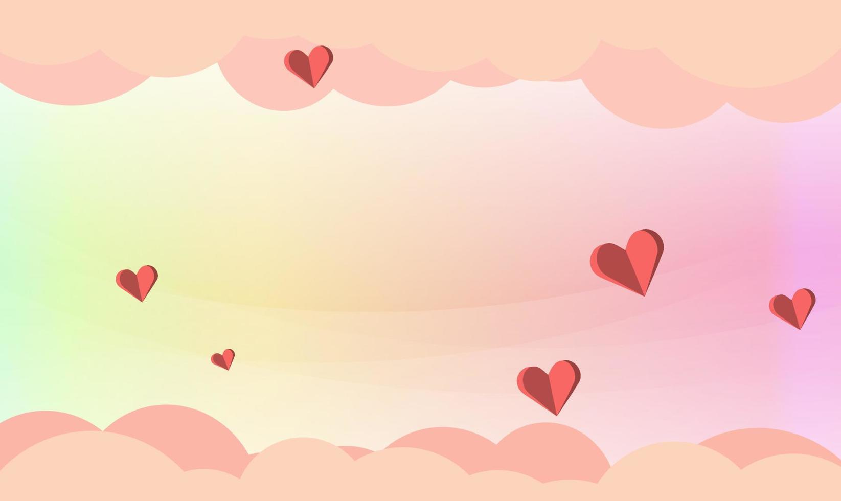 heart floating on the clouds sweet candy gradient background, Business Presentation Vector Template Used For Decoration, Advertising Design, Website Or Publication, Banner And Poster