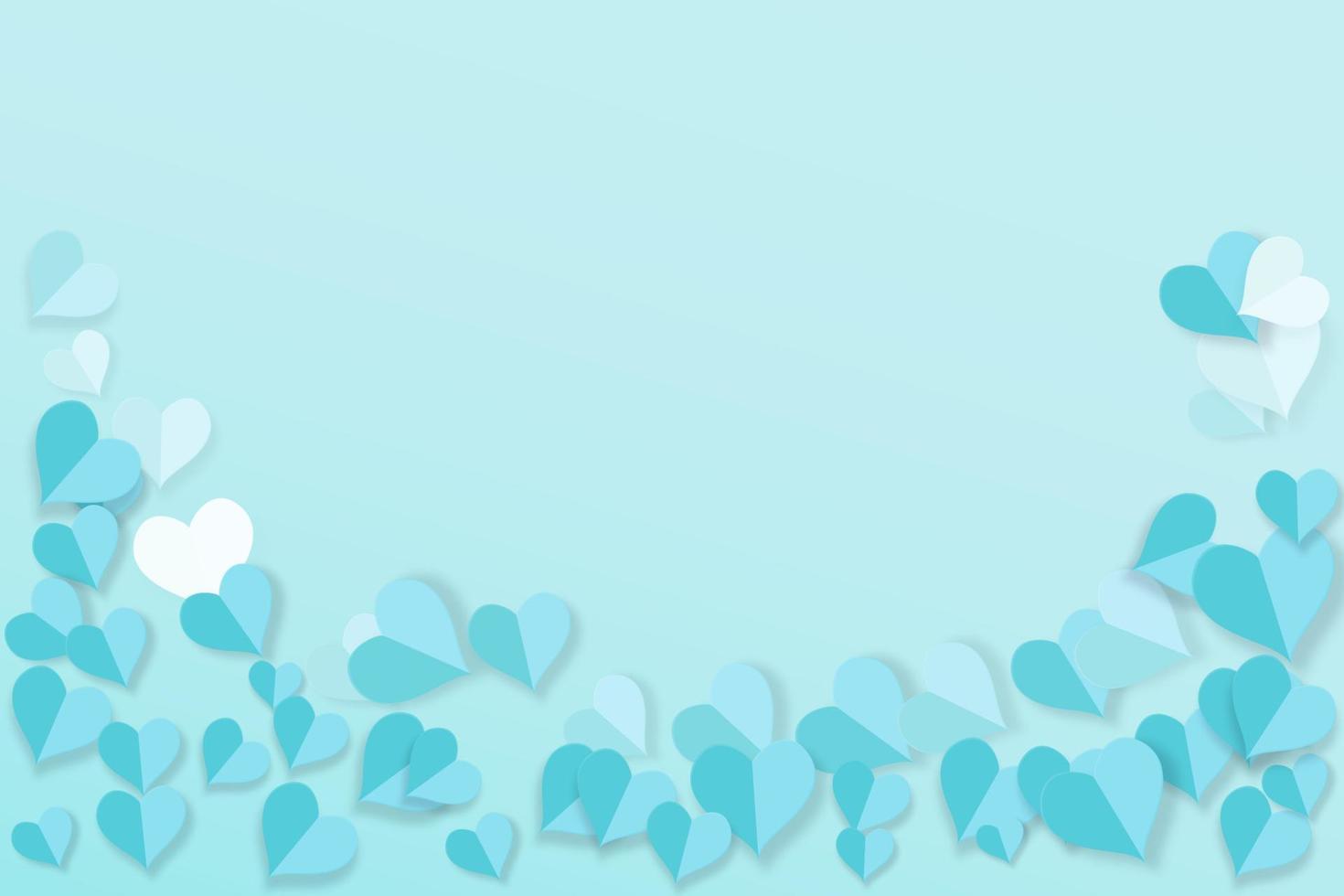 Paper Layer Cut Hearts With Love On Blue Background vector