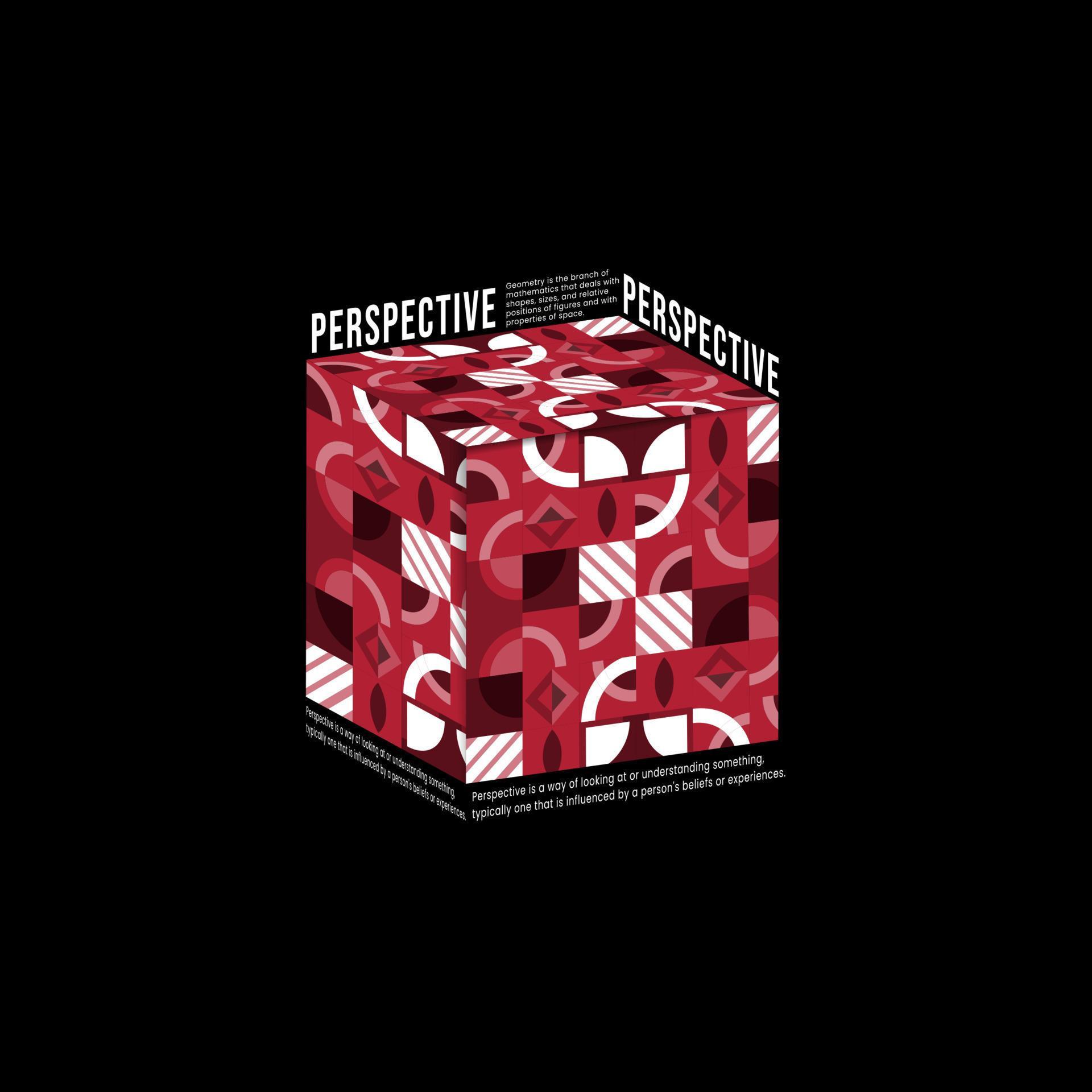 Geometric Isometric Design Shapes Arrangement of Boxes with Perspective