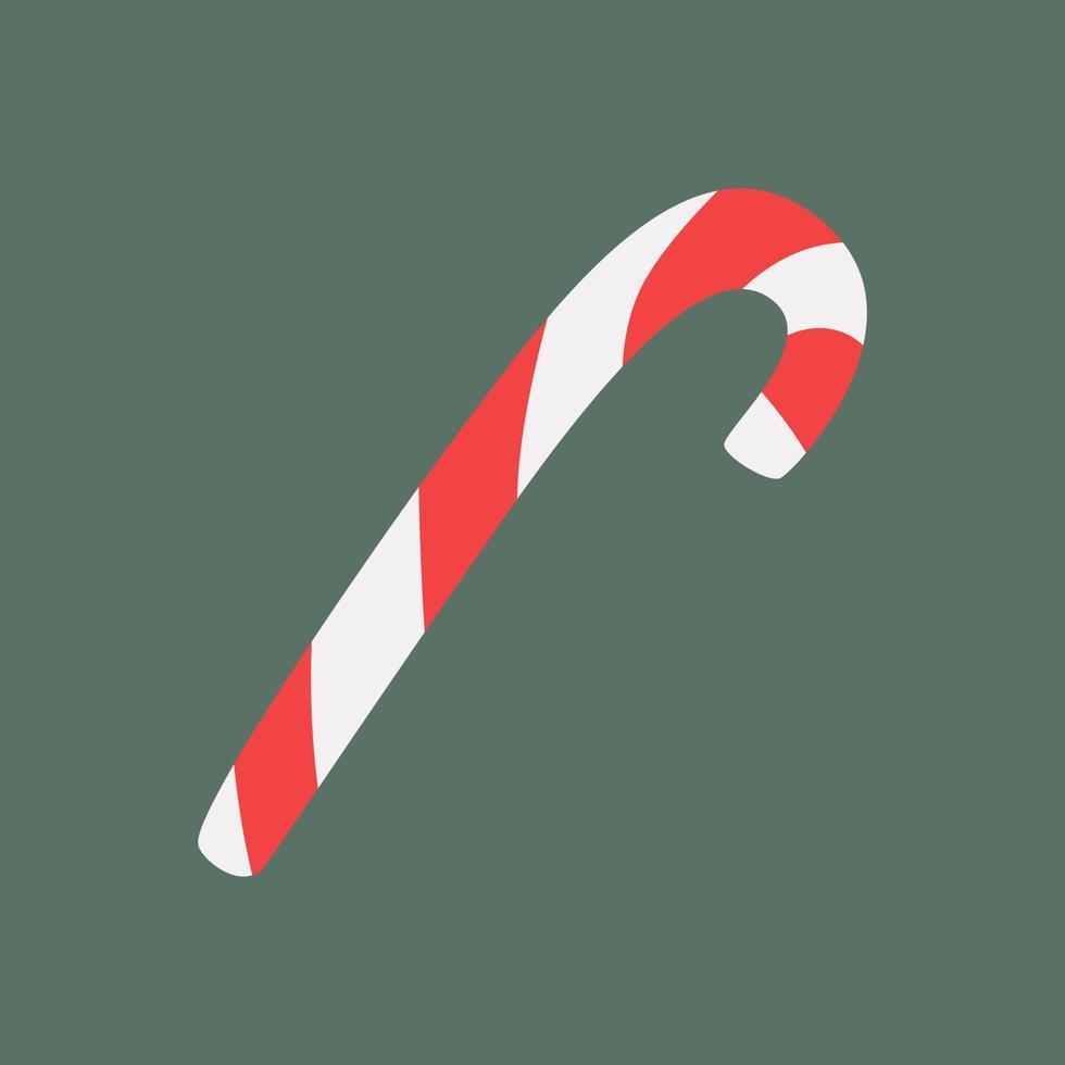 Vector candy cane isolated on white. Simple hand-drawn illustration of candy, the symbol of Christmas.