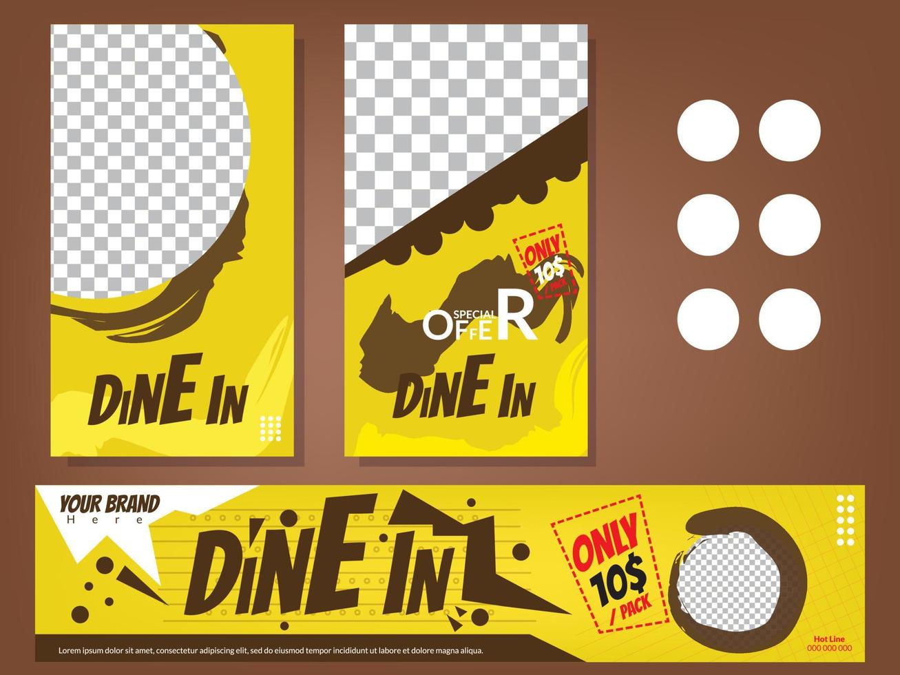 conjunto de banner de comida bueno para banner de promoción de restaurante. banner de plantilla de publicación de redes sociales vector