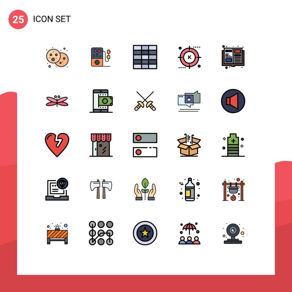 25 User Interface Filled line Flat Color Pack of modern Signs and Symbols of dragon items wireframe catalogue optimization Editable Vector Design Elements