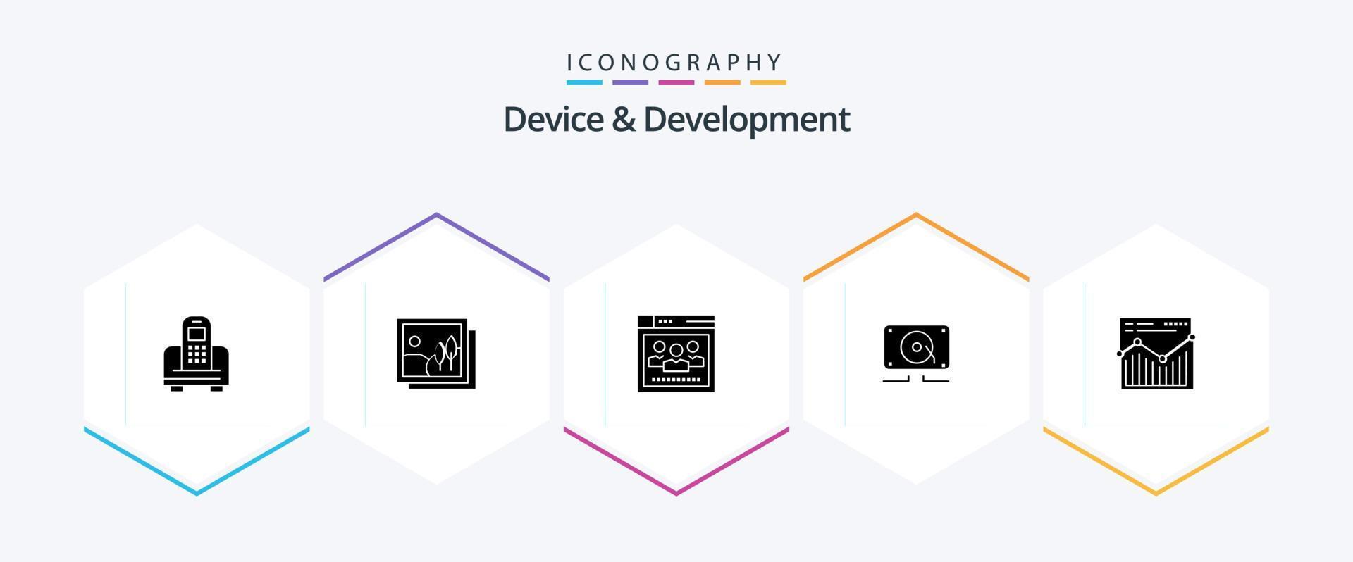 Device And Development 25 Glyph icon pack including web. loud. browser. speaker. music vector