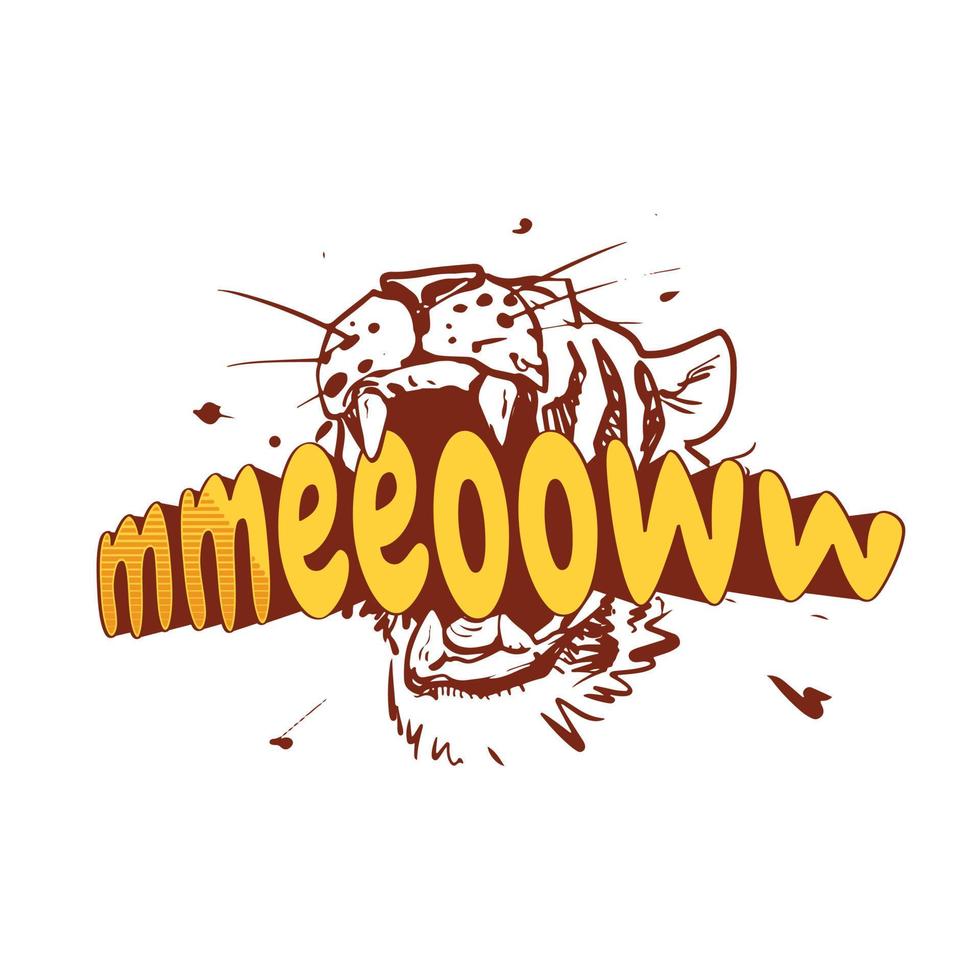 Cat tee design, meow roar t-shirt design vector