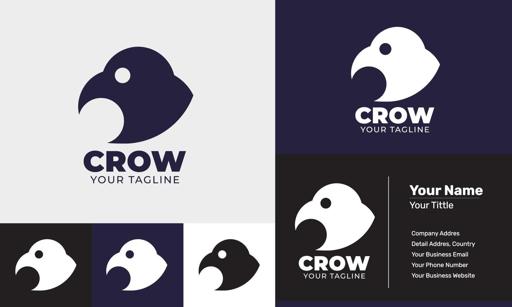 Flat design crow modern logo template vector