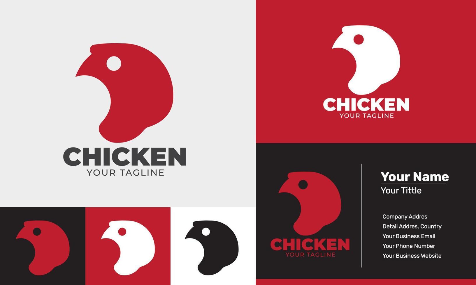 Flat design modern chicken food logo template vector