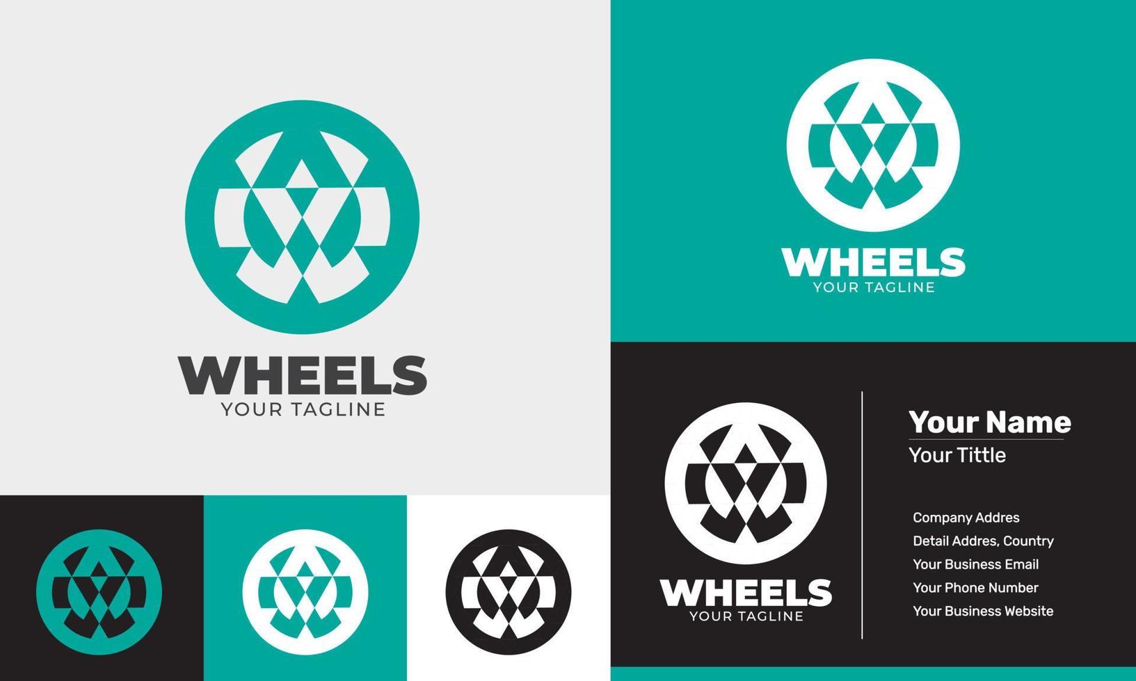 plantilla de logotipo moderno de rueda de neumático de diseño plano vector