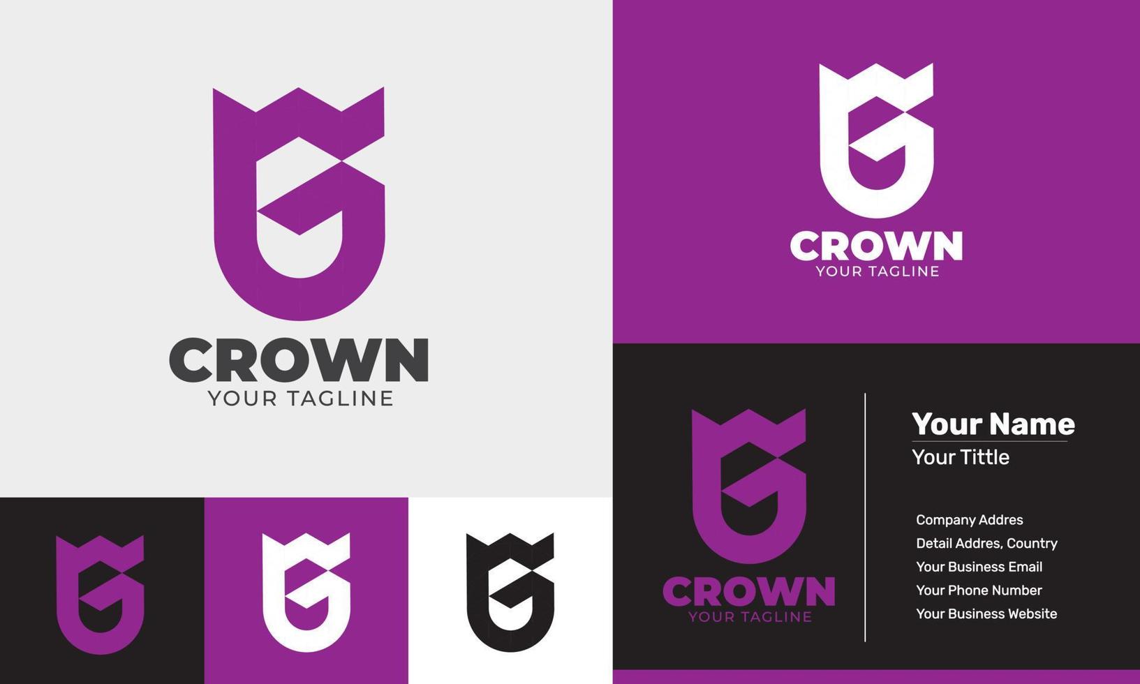 Flat design letter g crown modern logo template vector