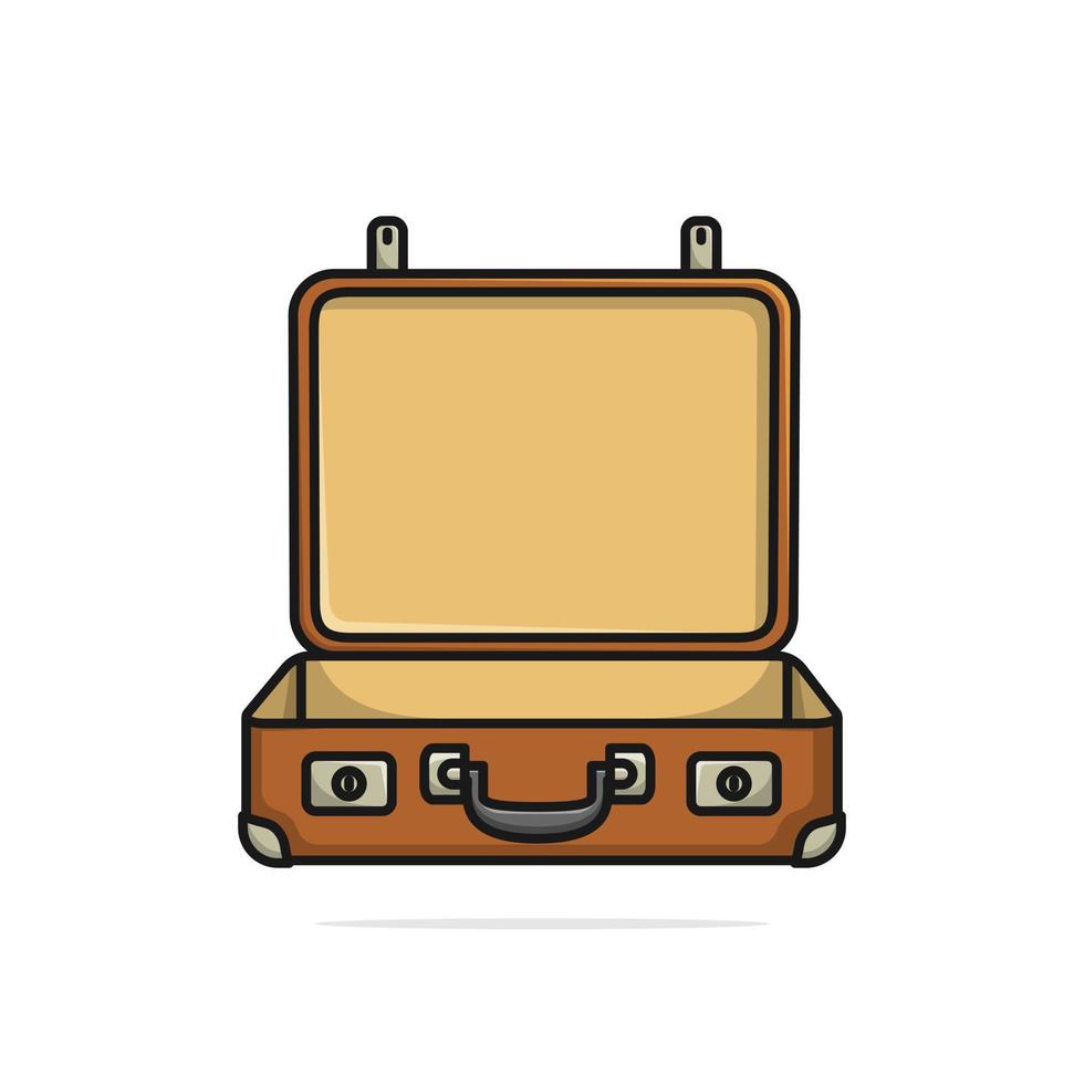 maleta vintage abierta para ilustración de vector de viaje