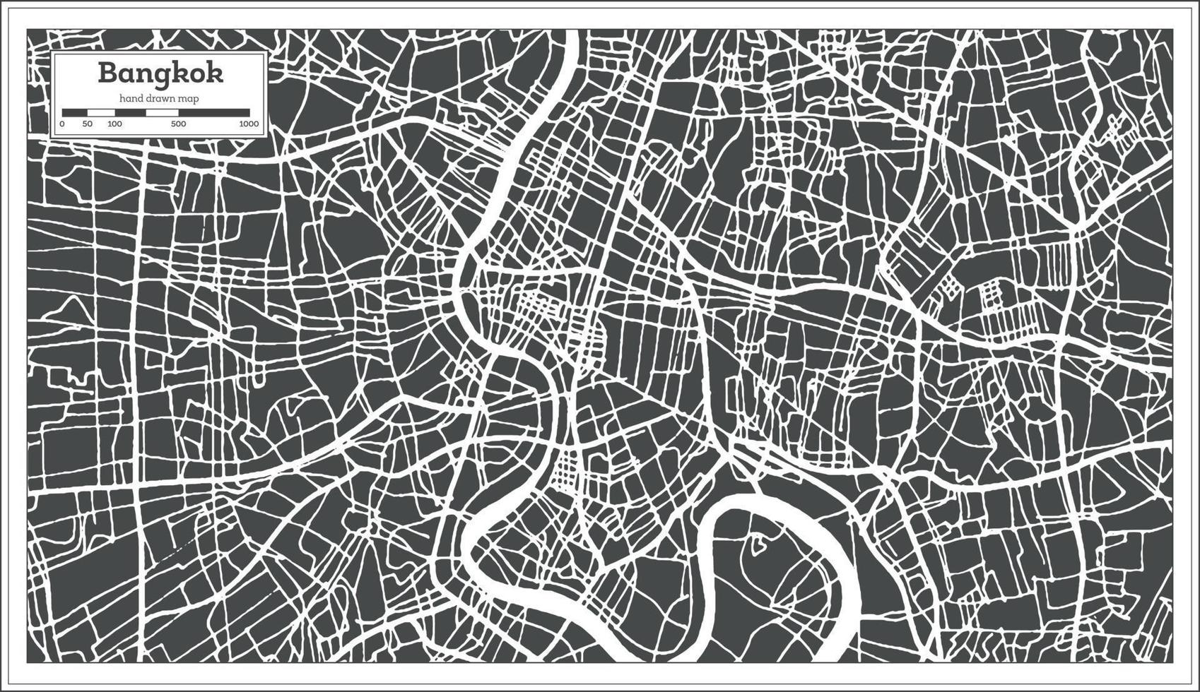 Bangkok Thailand City Map in Retro Style. Outline Map. vector