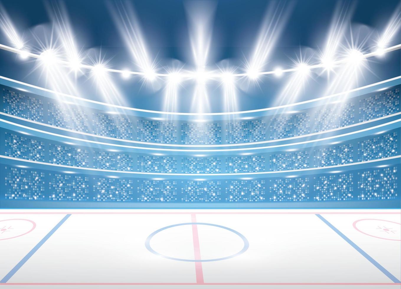 Ice Hockey Stadium with Spotlights. vector