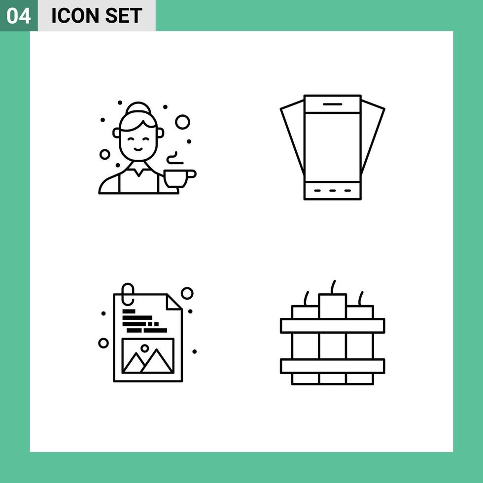 Set of 4 Modern UI Icons Symbols Signs for avatar tilt kitchen mobile web design Editable Vector Design Elements