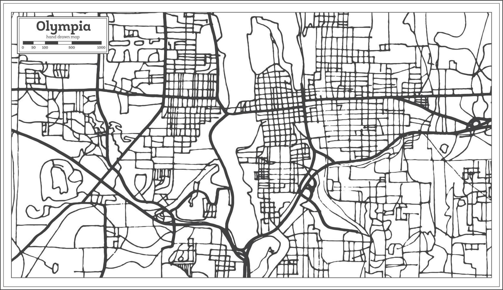 Olympia Washington USA City Map in Retro Style. vector