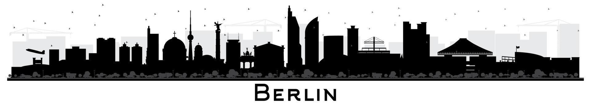 Berlin Germany City Skyline Silhouette with Black Buildings Isolated on White. vector