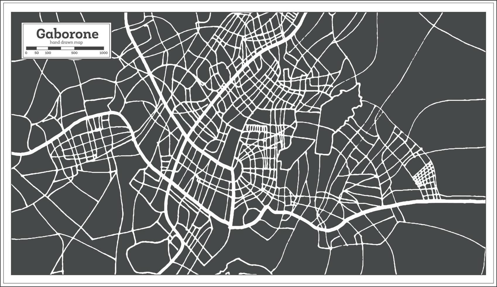 mapa de la ciudad de gaborone botswana en estilo retro. esquema del mapa. vector