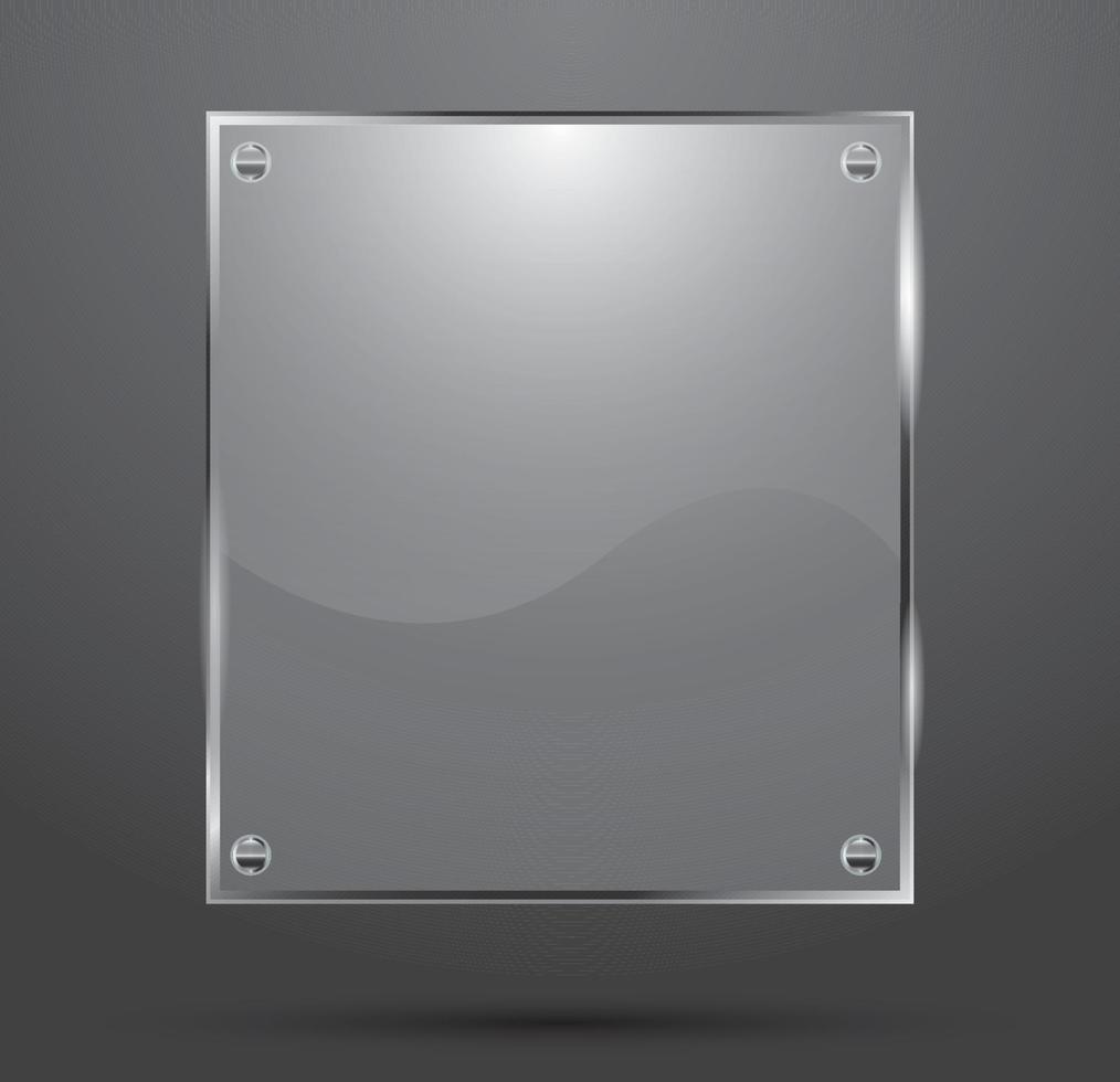 Glass Plate Isolated On Dark Background. vector