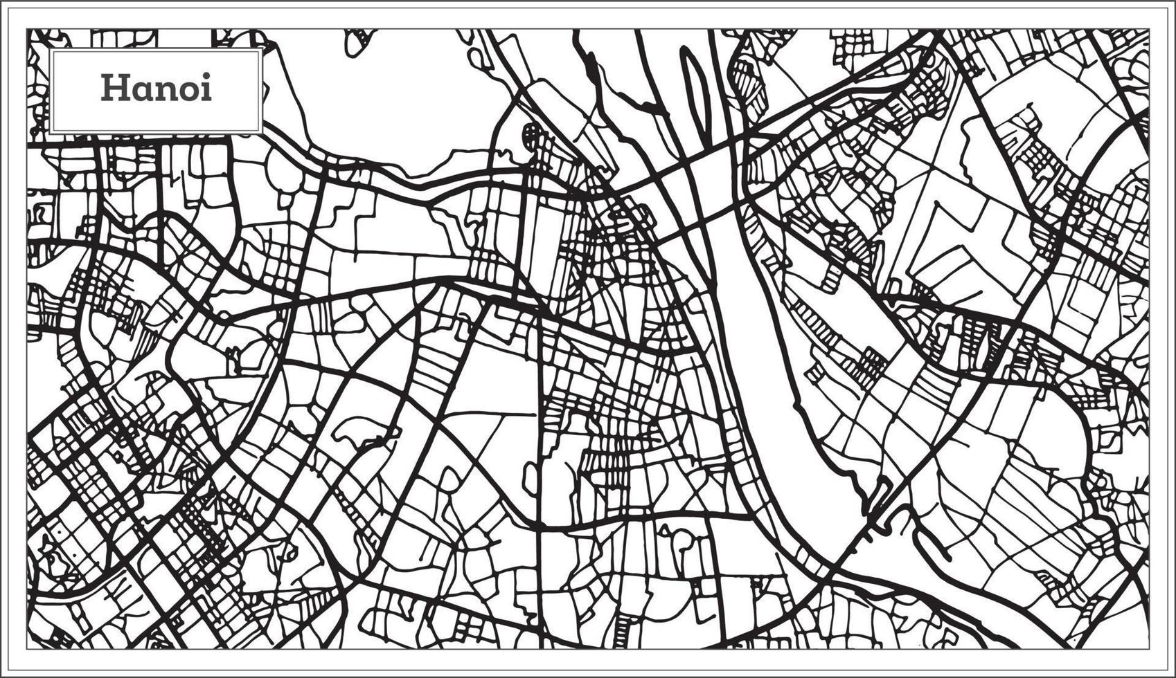 mapa de la ciudad de hanoi vietnam en color blanco y negro. vector