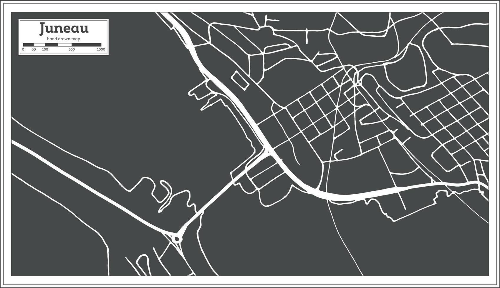 mapa de la ciudad de juneau usa en estilo retro. esquema del mapa. vector