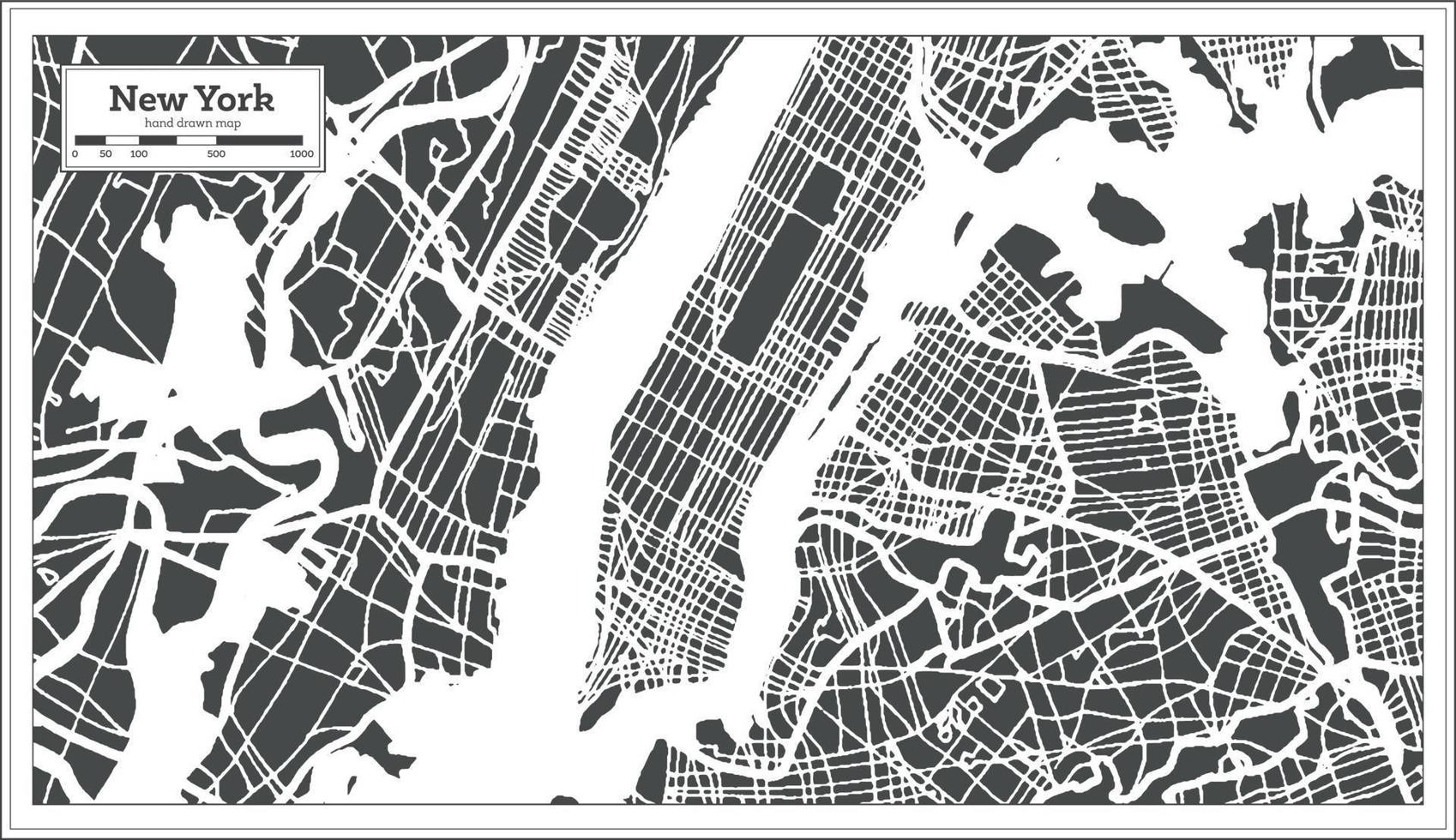 New York USA City Map in Retro Style. Outline Map. vector