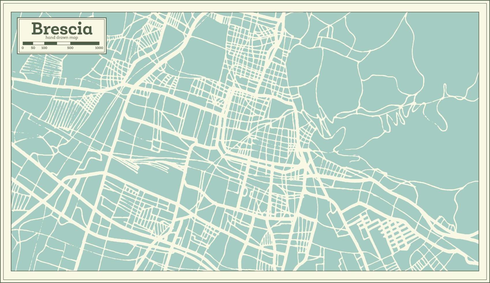 Brescia Italy City Map in Retro Style. Outline Map. vector