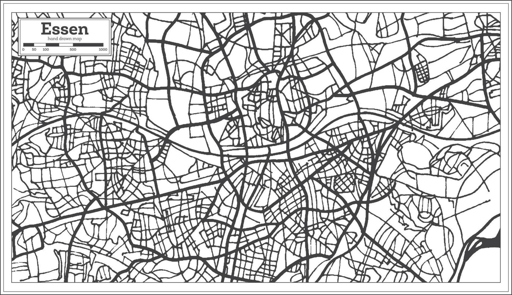 mapa de la ciudad de essen alemania en estilo retro. esquema del mapa. vector