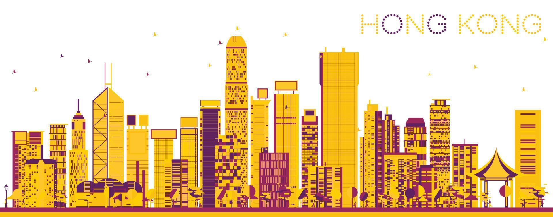 Abstract Hong Kong China Skyline with Color Buildings. vector