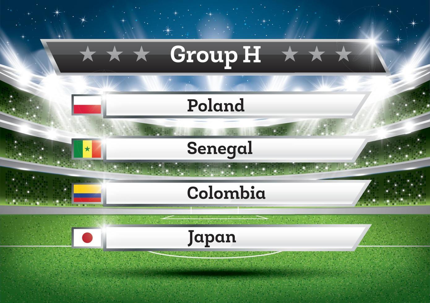 Football Championship Group H. Soccer World Tournament. Draw Result. vector