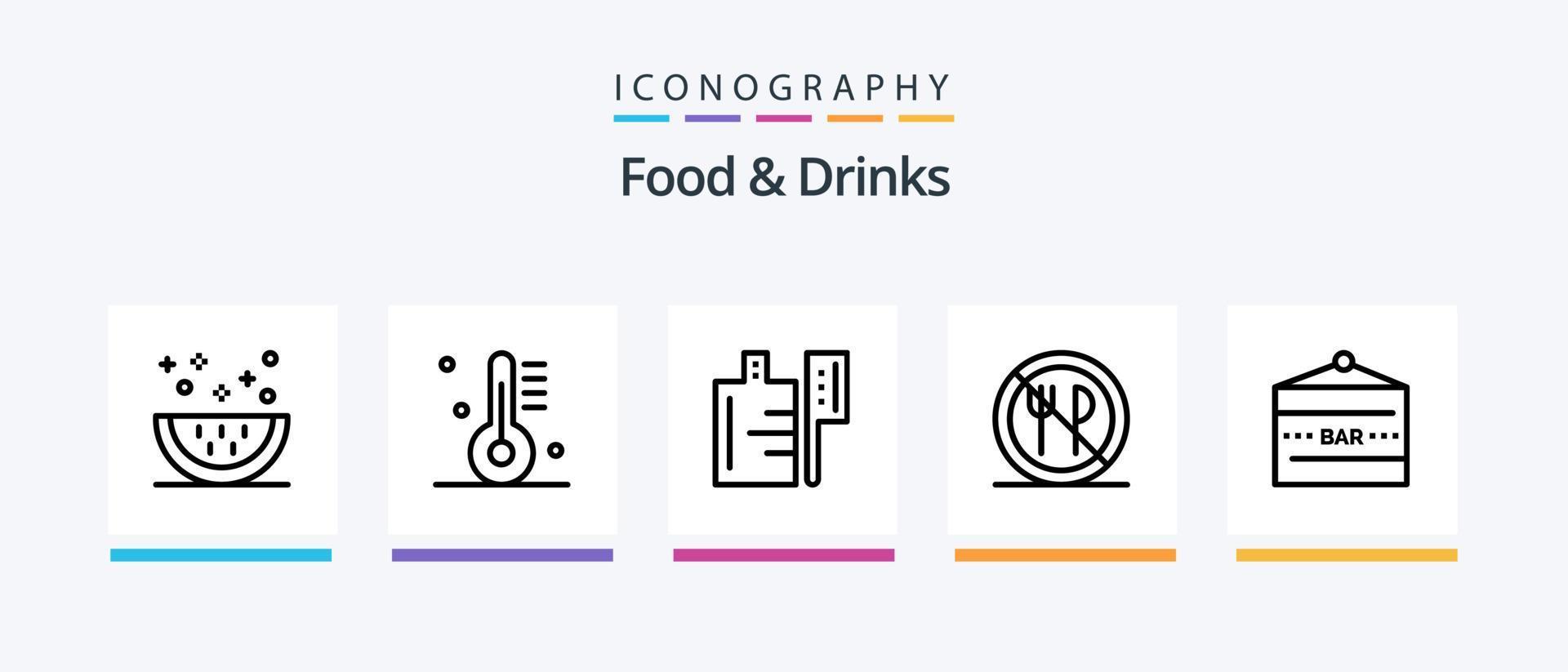 Food and Drinks Line 5 Icon Pack Including milk. food. lemon. drinks. japanese food. Creative Icons Design vector