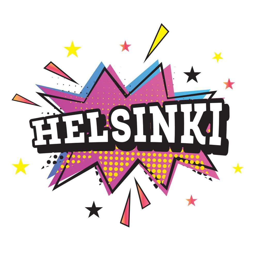 texto cómico de helsinki en estilo pop art. vector