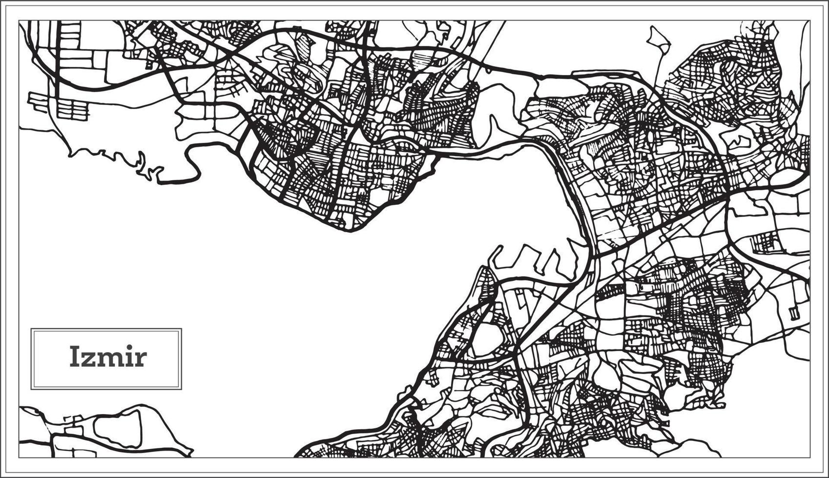 Izmir Turkey Map in Black and White Color. vector