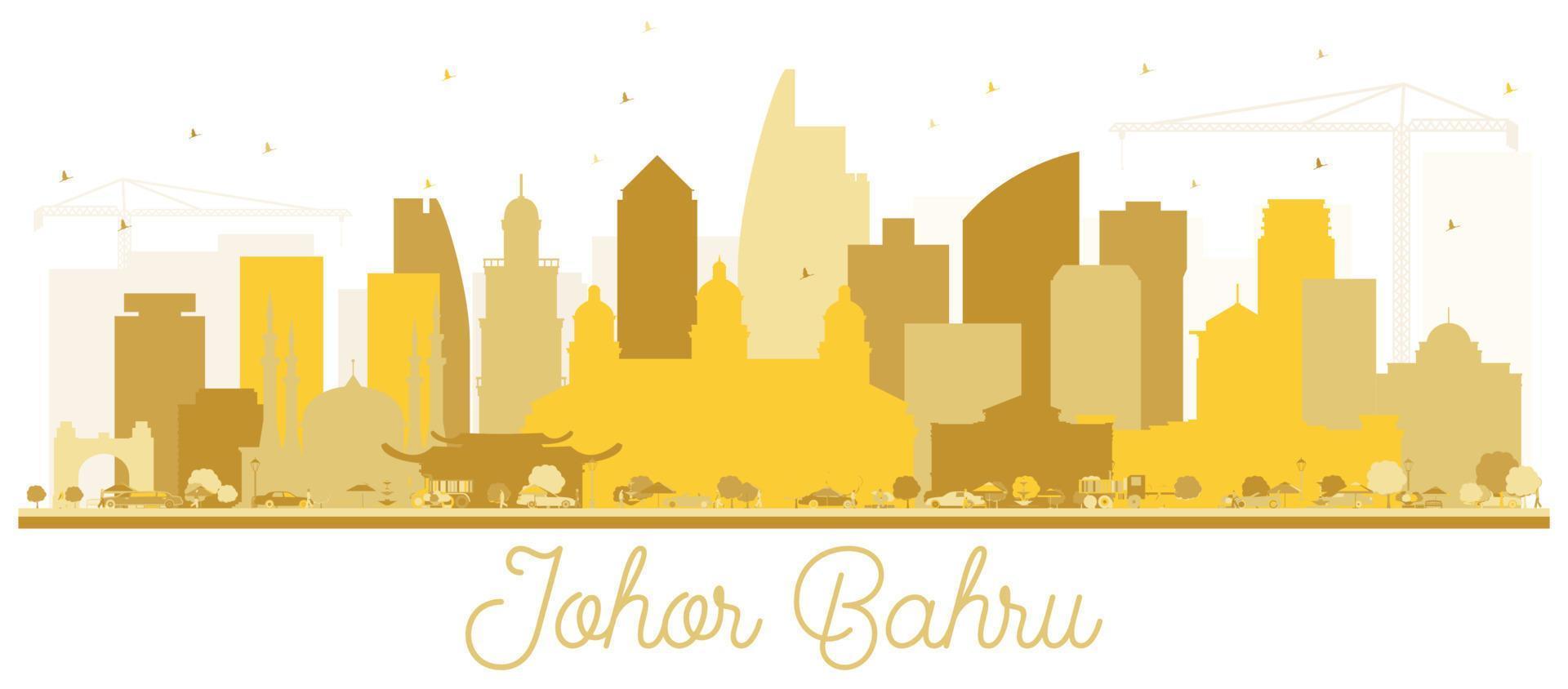 Johor Bahru Malaysia City Skyline Golden Silhouette. vector