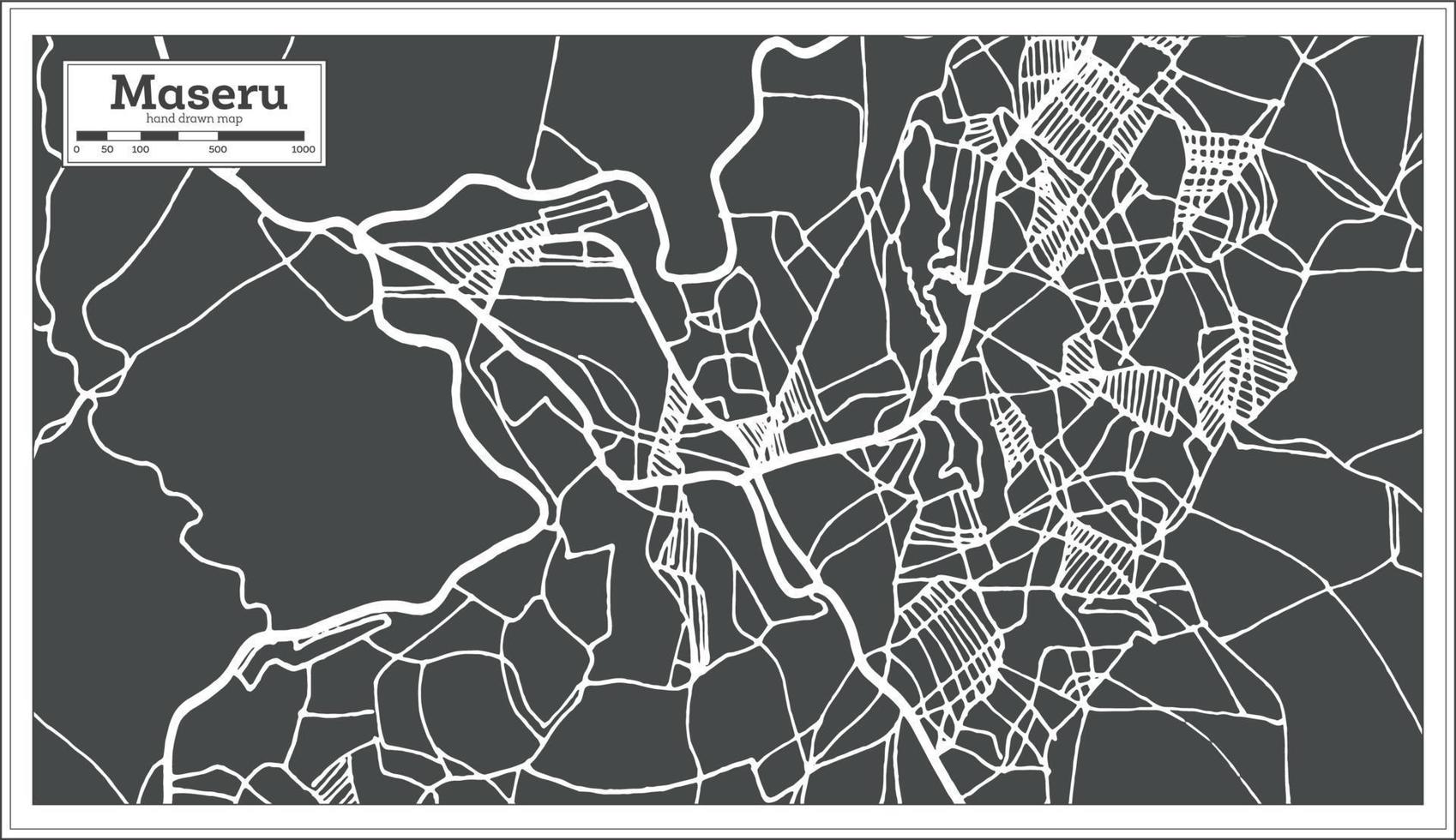 mapa de la ciudad de maseru lesotho en estilo retro. esquema del mapa. vector