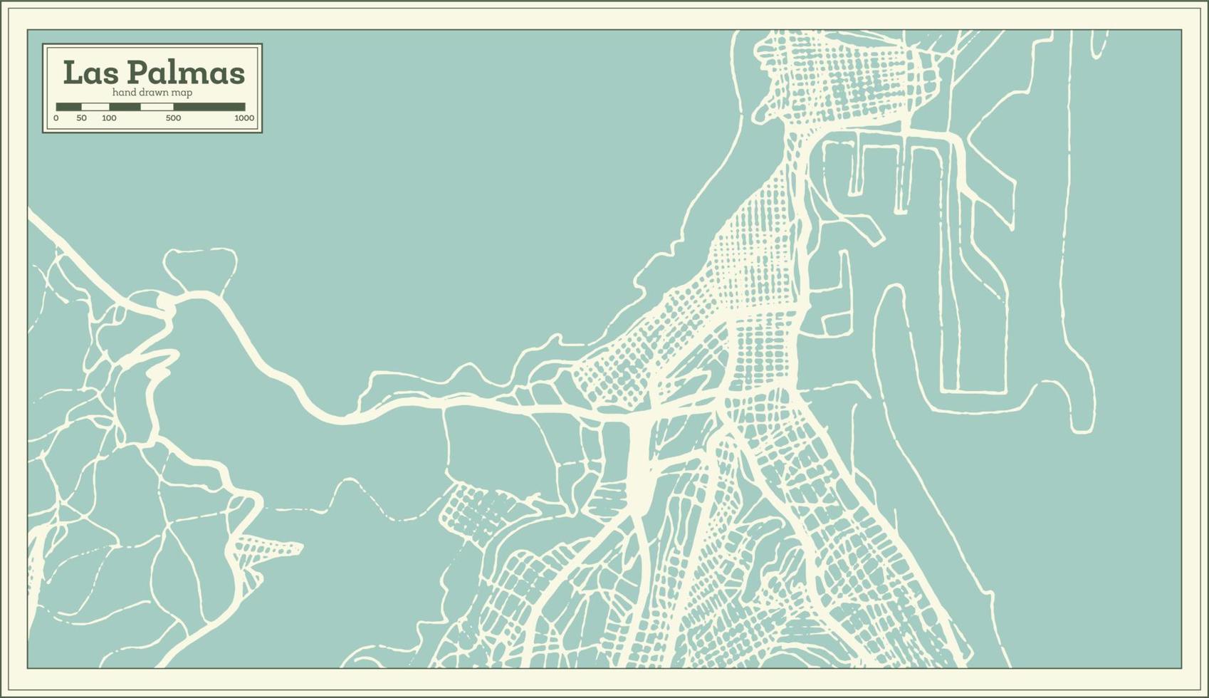 Las Palmas Spain City Map in Retro Style. Outline Map. vector