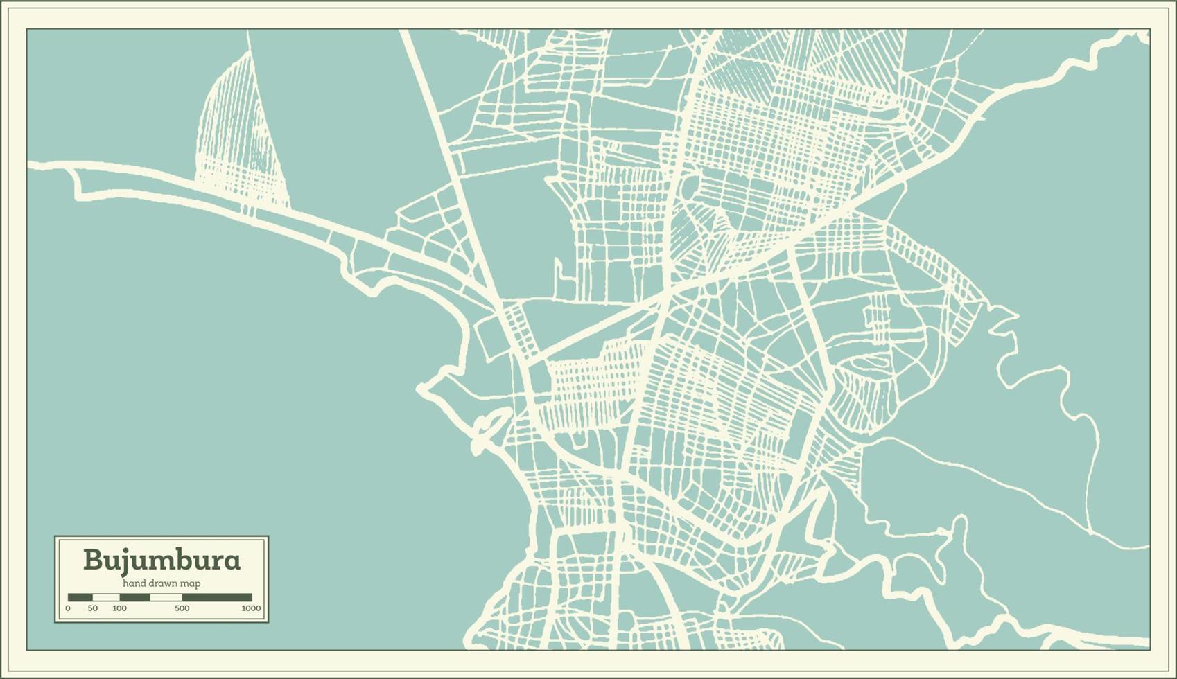 mapa de la ciudad de bujumbura burundi en estilo retro. esquema del mapa. vector